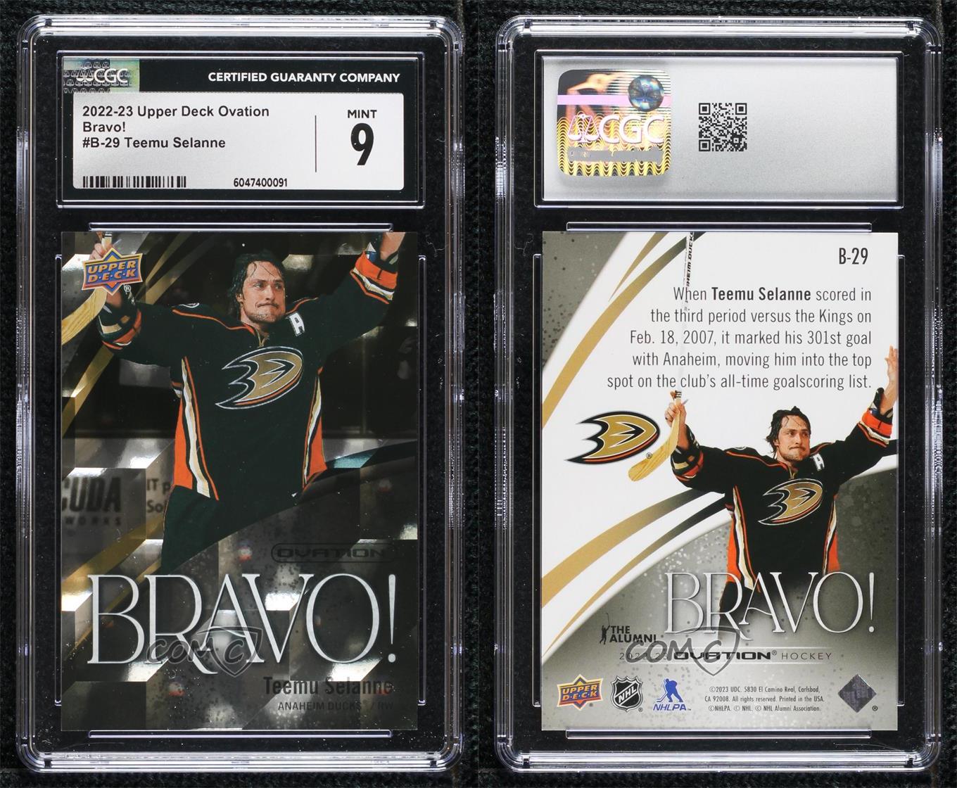 2022-23 Upper Deck Ovation Bravo! Teemu Selanne #B-29 CGC 9 Mint HOF - Picture 3 of 3