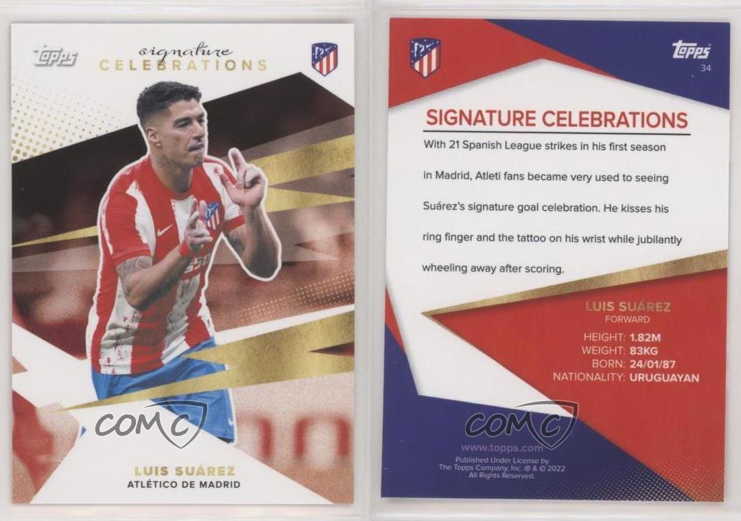 2021-22 Topps Atletico Madrid Team Set Signature Celebrations Luis Suarez  #34 | eBay