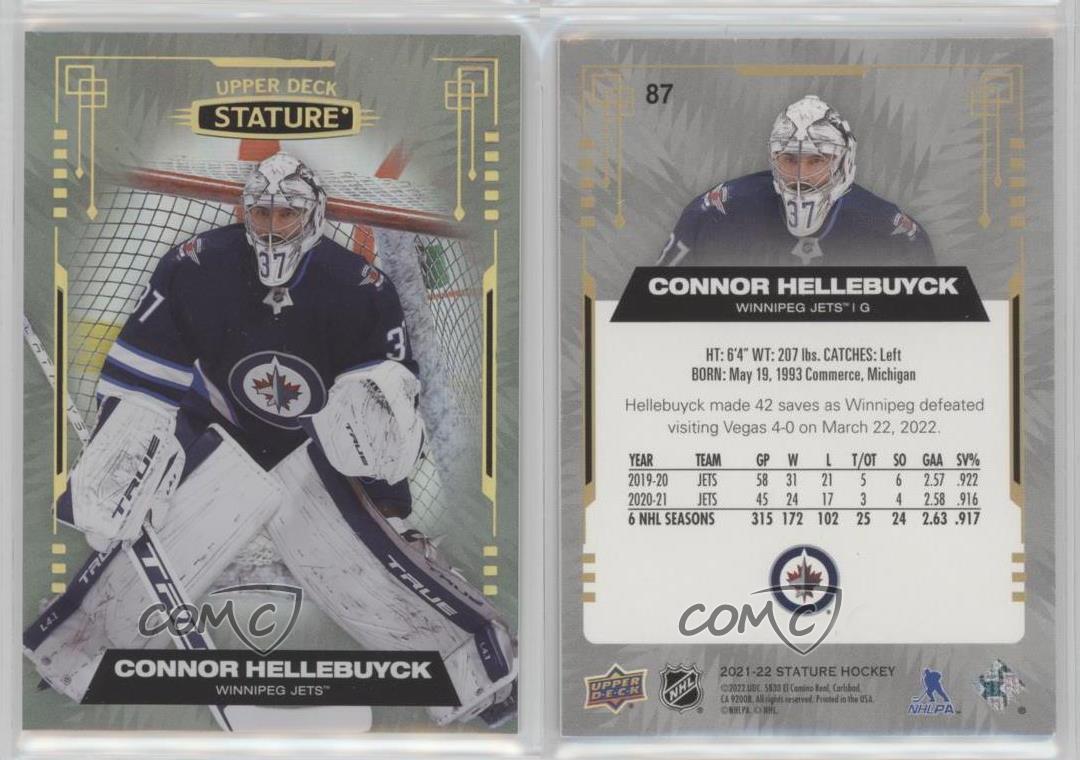 2021-22 Upper Deck Statura Connor Hellebuyck #87 - Foto 4 di 4