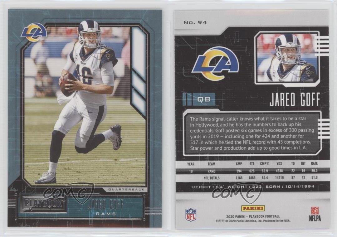 : 2020 Panini Playbook #94 Jared Goff Los Angeles Rams