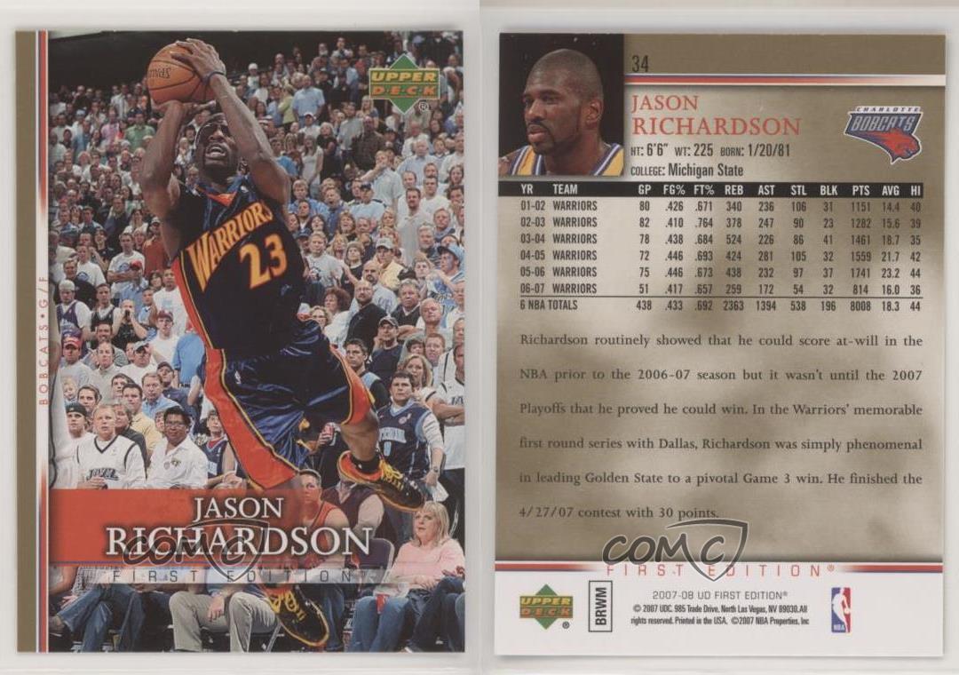 2007-08 Upper Deck First Edition Gold Jason Richardson #34 - Picture 3 of 3