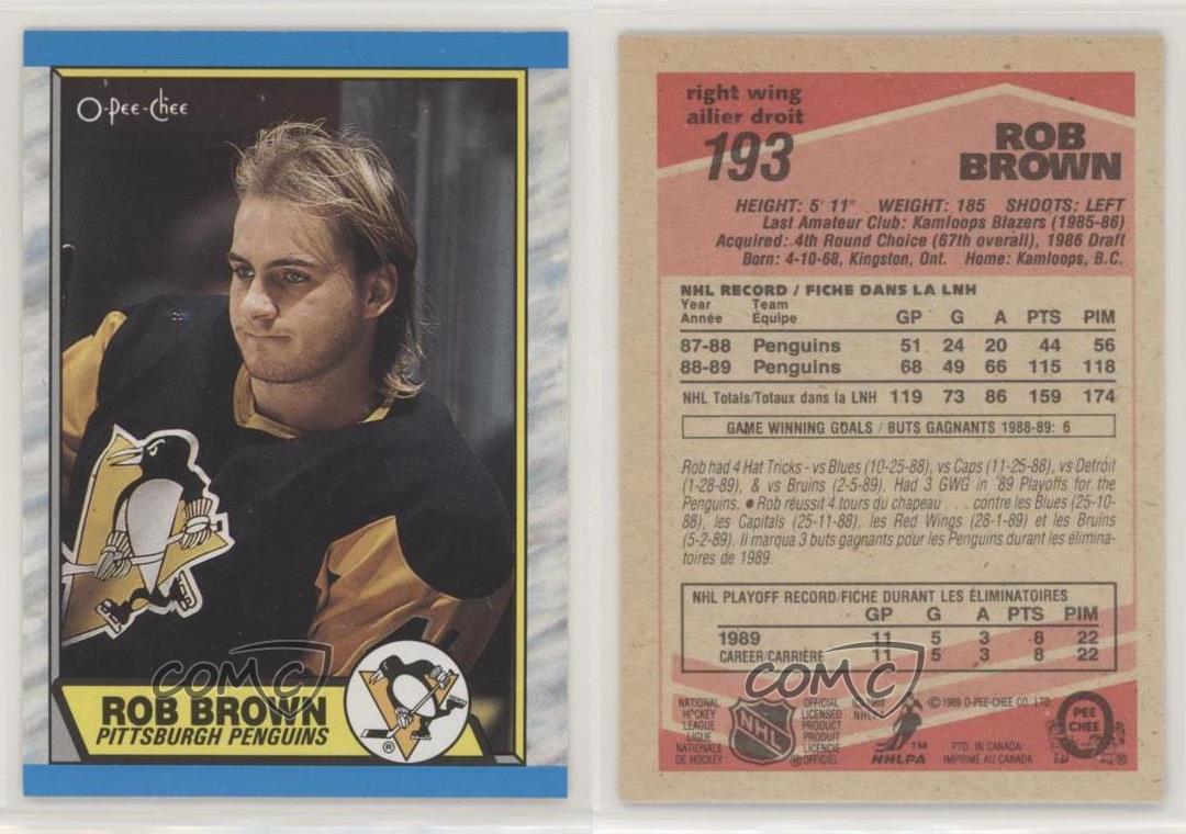  Hockey NHL 1989-90 O-Pee-Chee #193 Rob Brown #193 NM