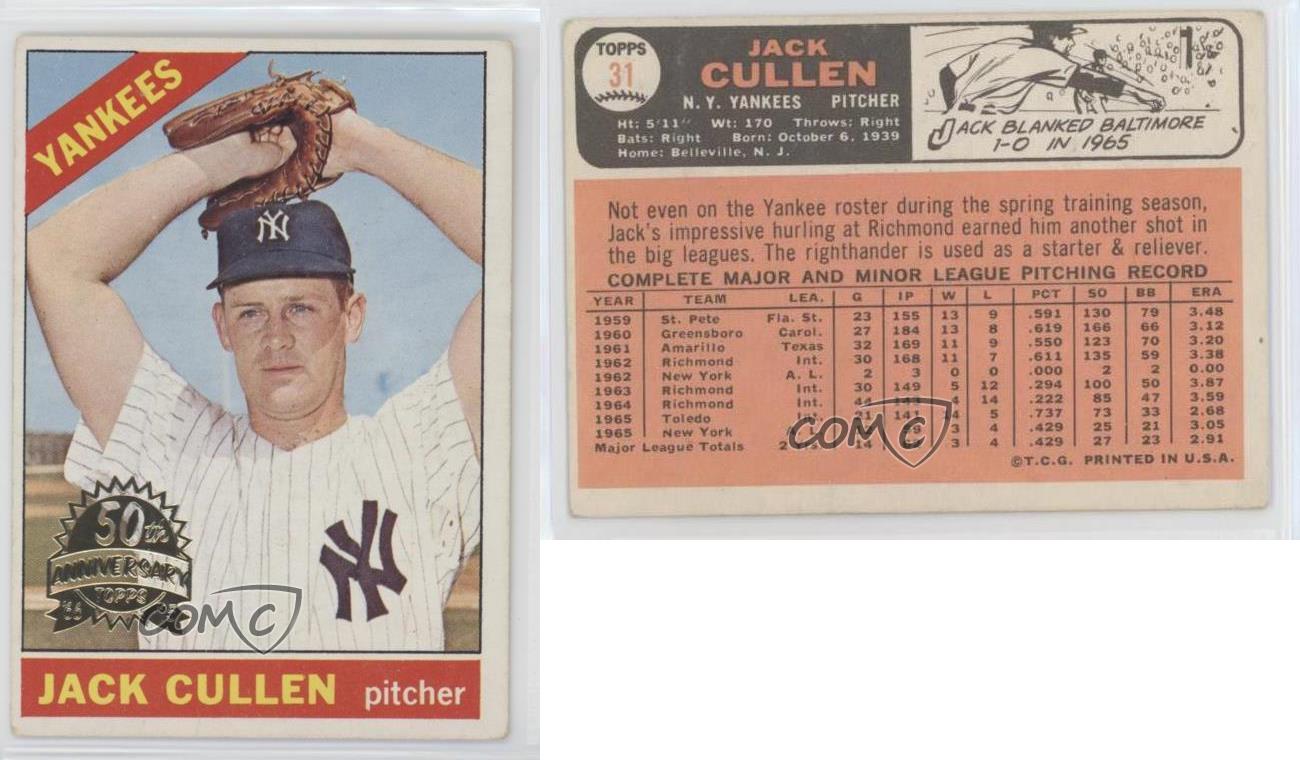 2015 Topps Heritage 1966 Buybacks Jack Cullen #31 Baseball Card