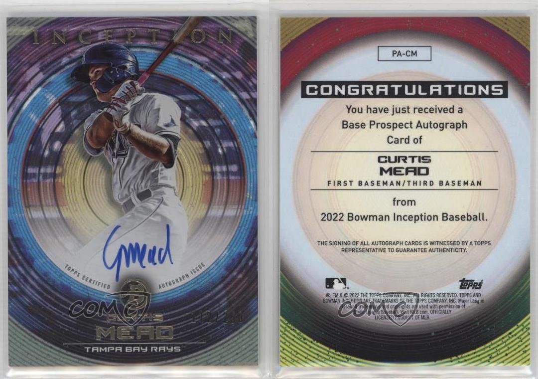 2022 Bowman Inception Prospect Auto /250 Curtis Mead #PA-CM Auto - Picture 3 of 4