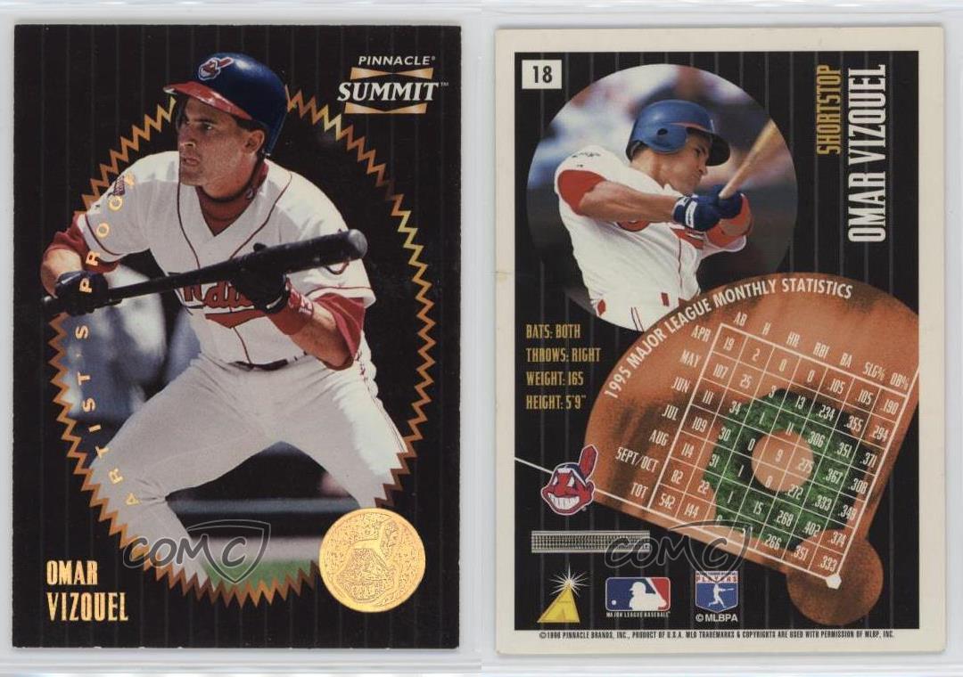 1996 Pinnacle Summit Prova d'artista Omar Vizquel #18 - Foto 3 di 4