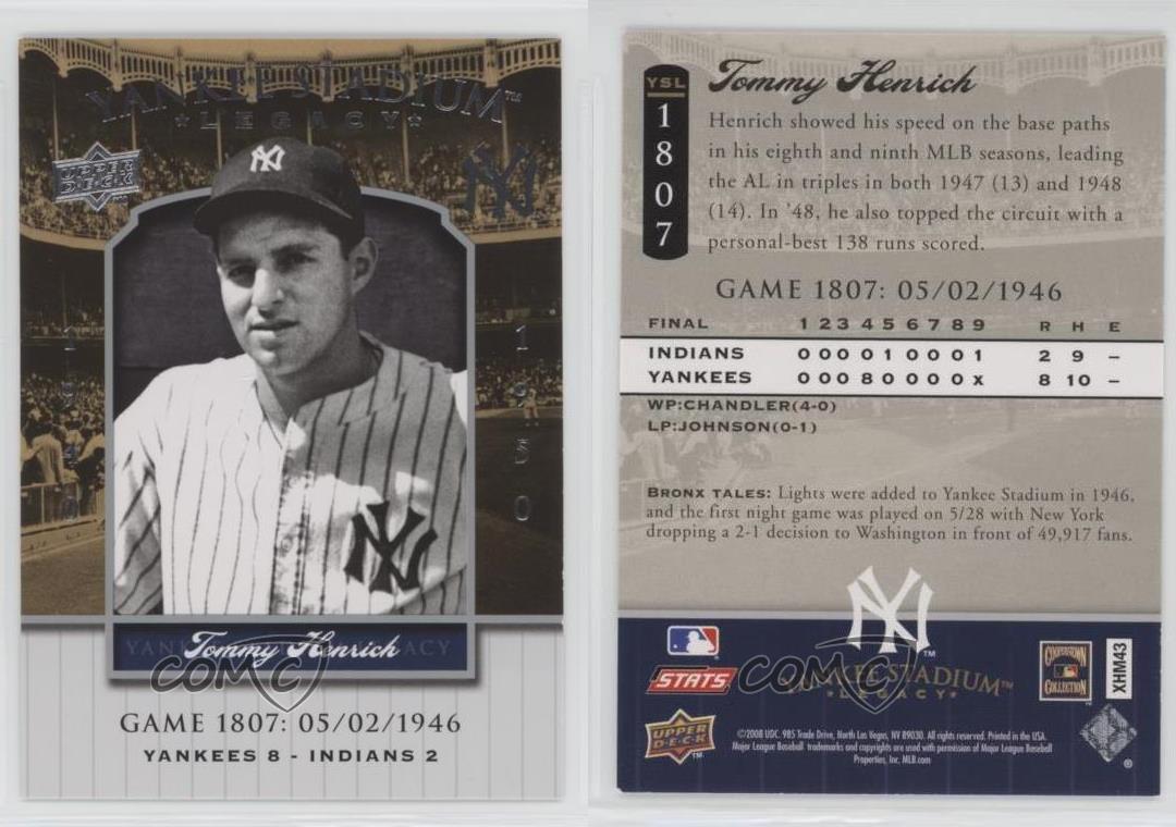 2008 Upper Deck Yankee vendre Stadium Legacy Tommy Henrich #YSL1807
