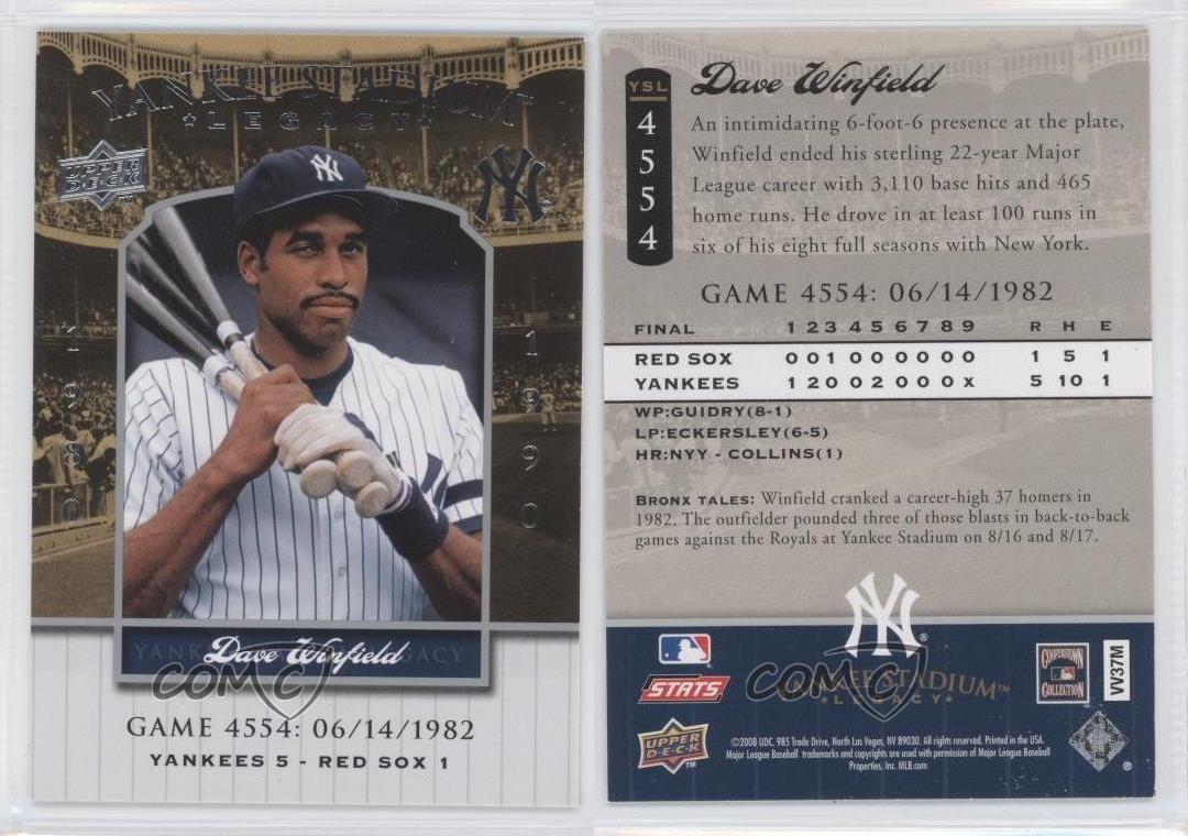 2008 Upper Deck Yankee Stadium Legacy Dave Winfield #YSL4555 remise HOF