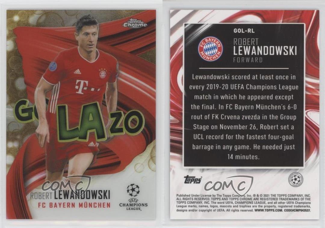 2020 Topps Chrome UCL Golazo Gold Bubbles Refractor Robert Lewandowski #GOL-RL