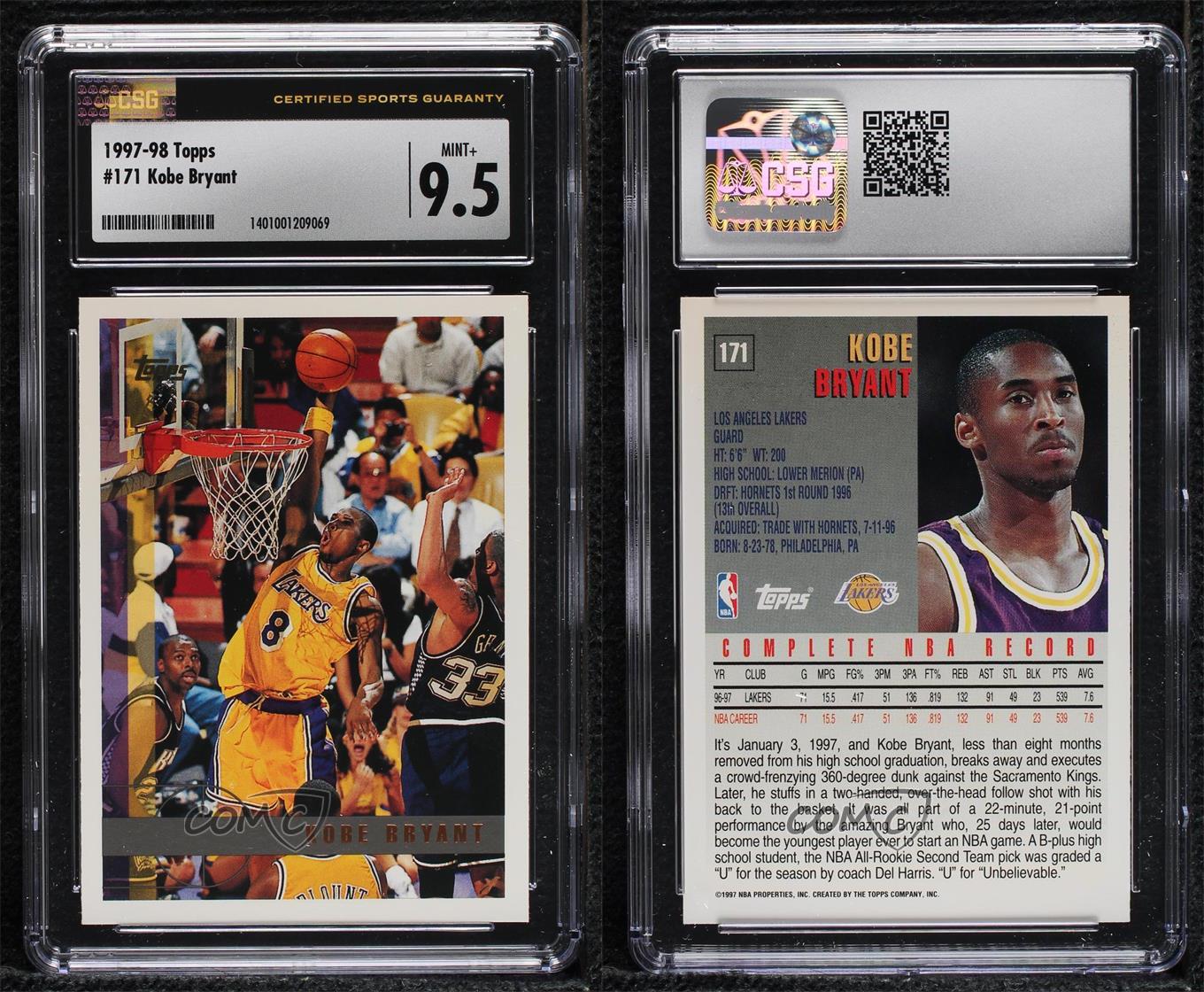 1997-98 Topps Kobe Bryant #171 CSG 9.5 Mint Plus HOF