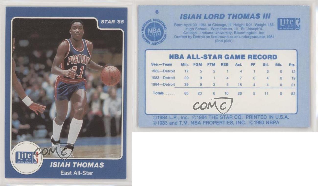 1984-85 Star Lite Beer All-Stars Starting Line-Ups Isiah Thomas #6 HOF