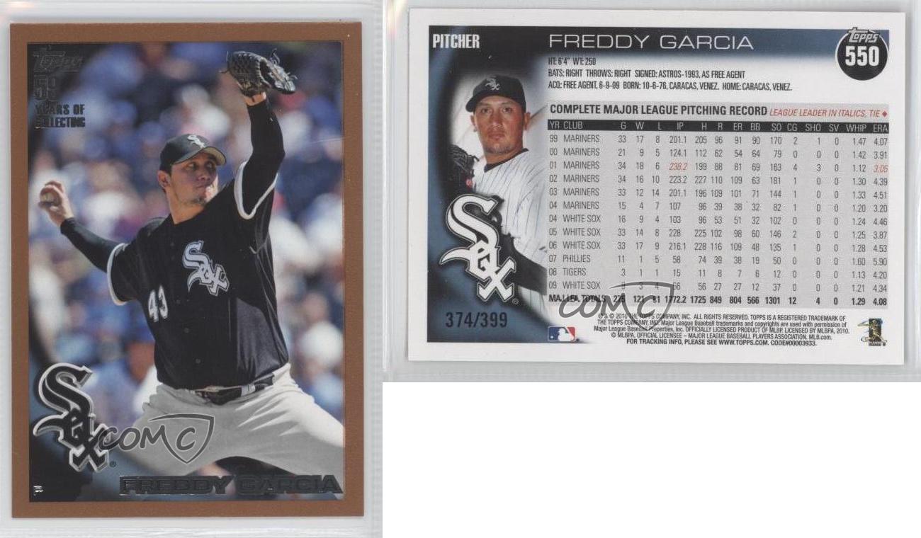 2010 Topps Chicago White Sox Baseball Card #550 Freddy Garcia