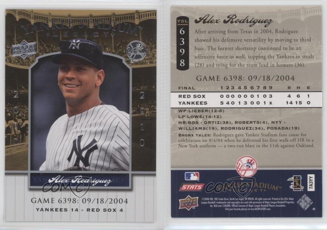 2008 2024 Upper Deck Yankee Stadium Legacy Alex Rodriguez #YSL6398