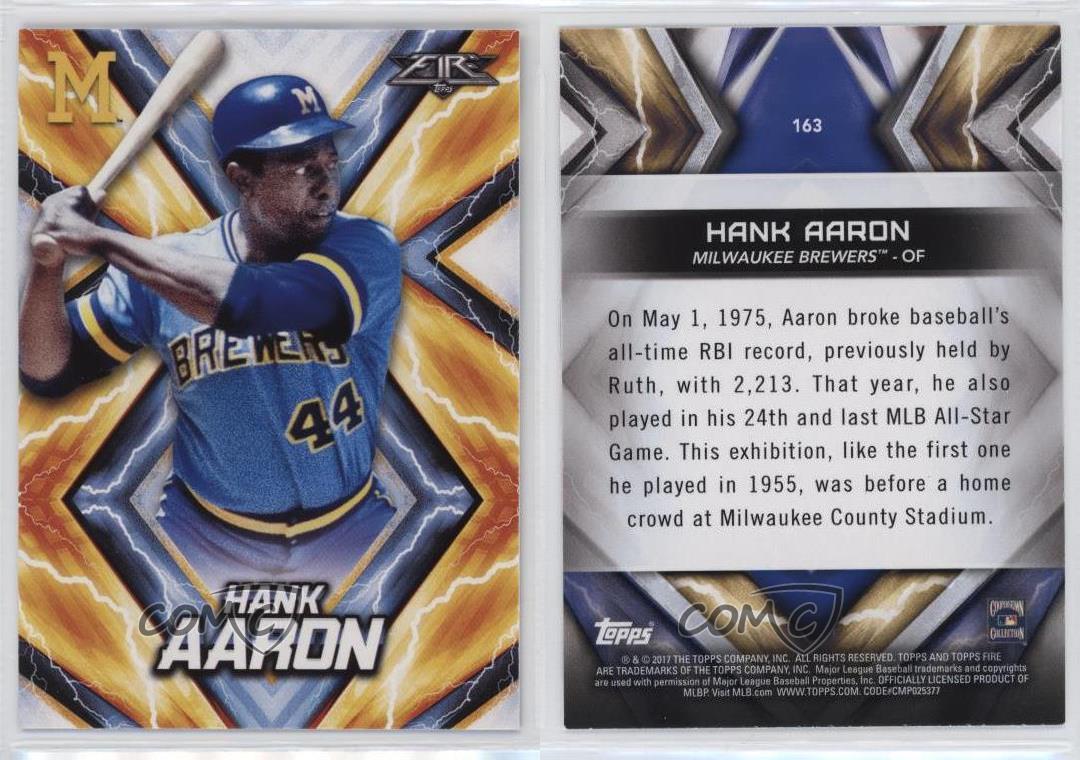  2017 Topps Fire #163 Hank Aaron Milwaukee Brewers