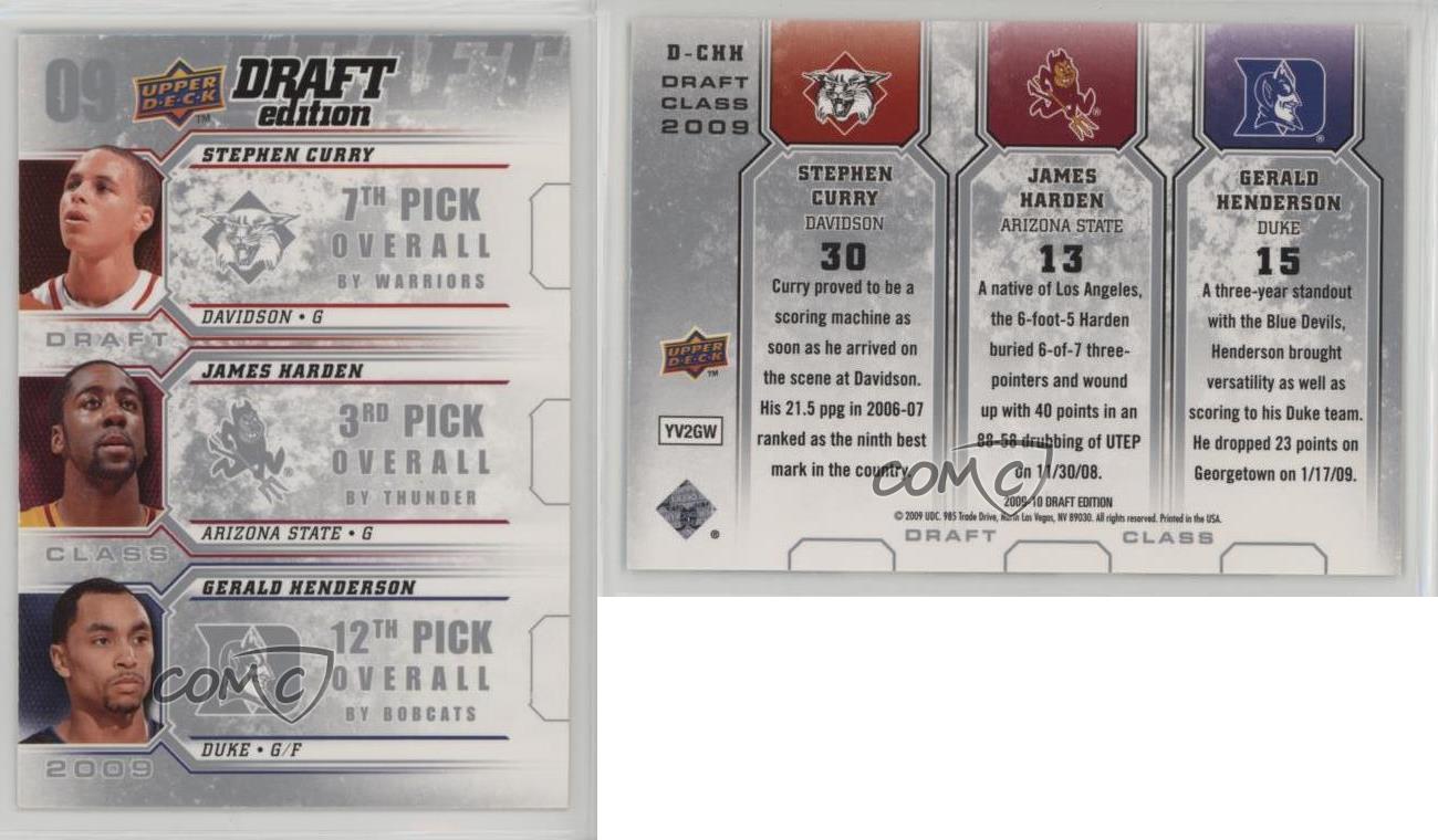 2009 Draft Edition Class Stephen Curry Gerald Henderson James Harden Rookie RC - Picture 4 of 4