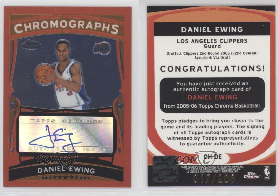 2005-06 Topps Chrome Chromographs /208 Daniel Ewing #CH-DE Rookie Auto RC - Picture 3 of 4