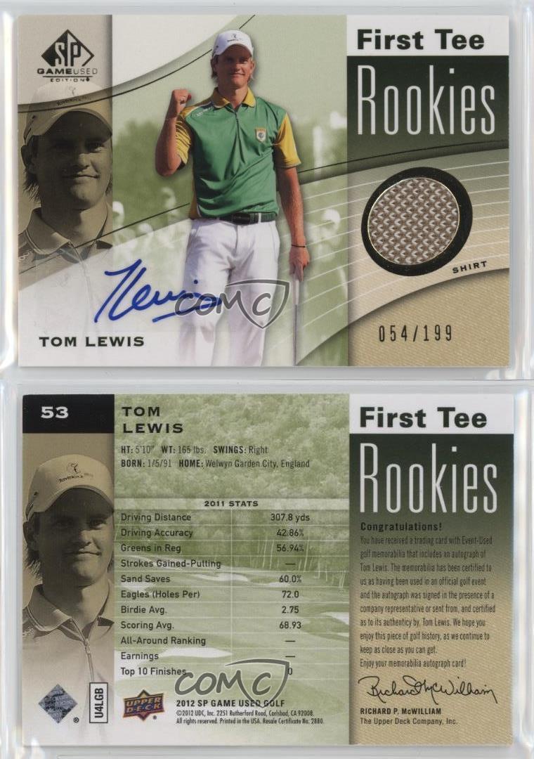 2012 SP Game Used Edition First Tee Rookies /199 Tom Lewis #53 Rookie Auto RC
