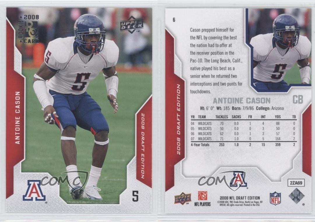 2008 Upper Deck Draft Edition #6 Antoine Cason (RC) - Arizona - Rookie  Football Card at 's Sports Collectibles Store