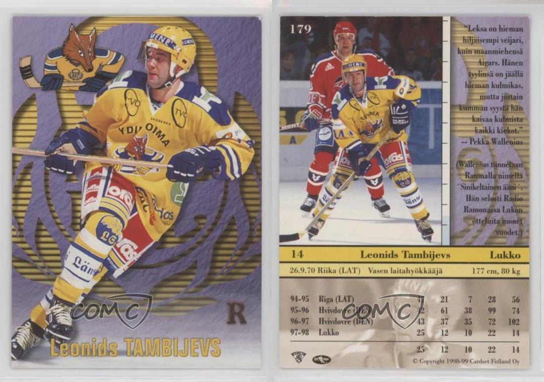 1998-99 Cardset Finland SM-Liiga Leonids Tambijevs #179 eBay