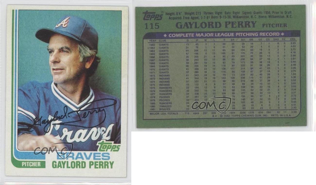1982 Topps 115 Gaylord Perry Atlanta Braves Baseball Card eBay