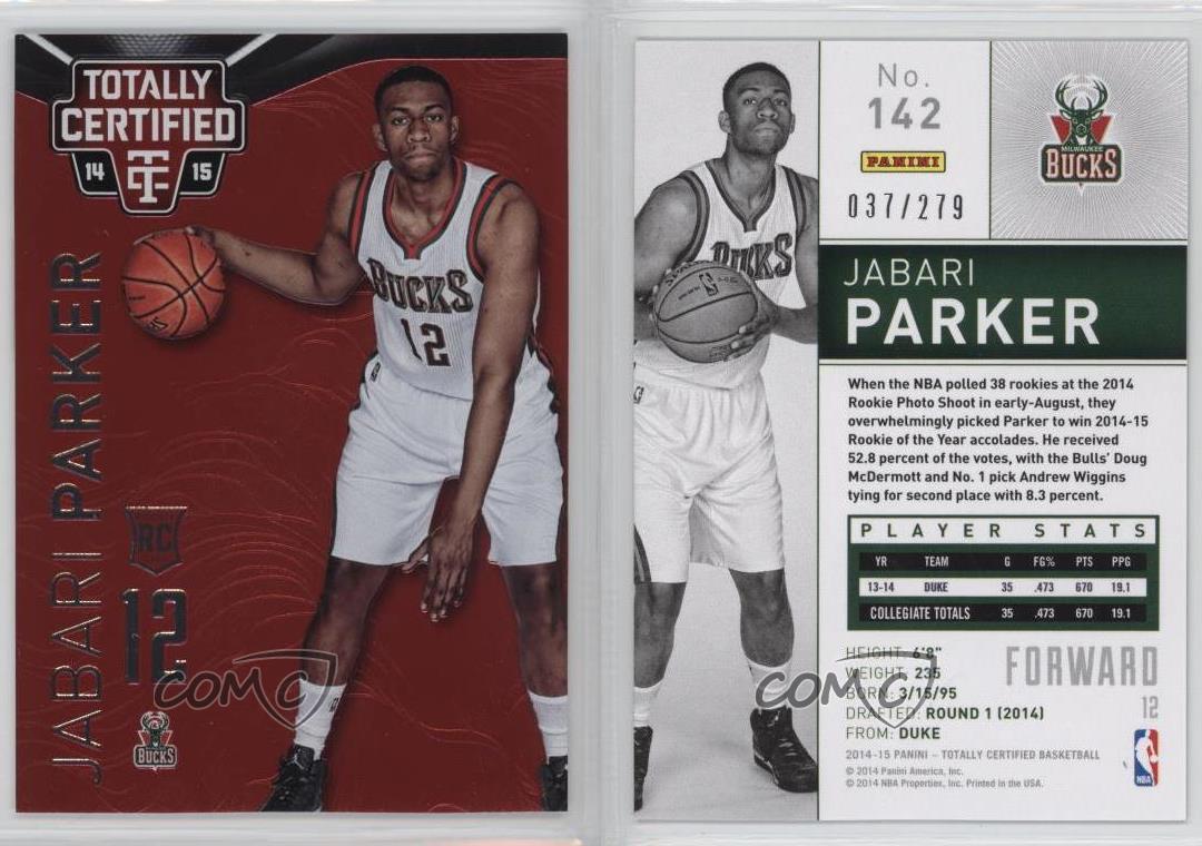 2014 Totally Certified Platinum Red /279 Jabari Parker (White Jersey) Rookie RC - Bild 5 von 5