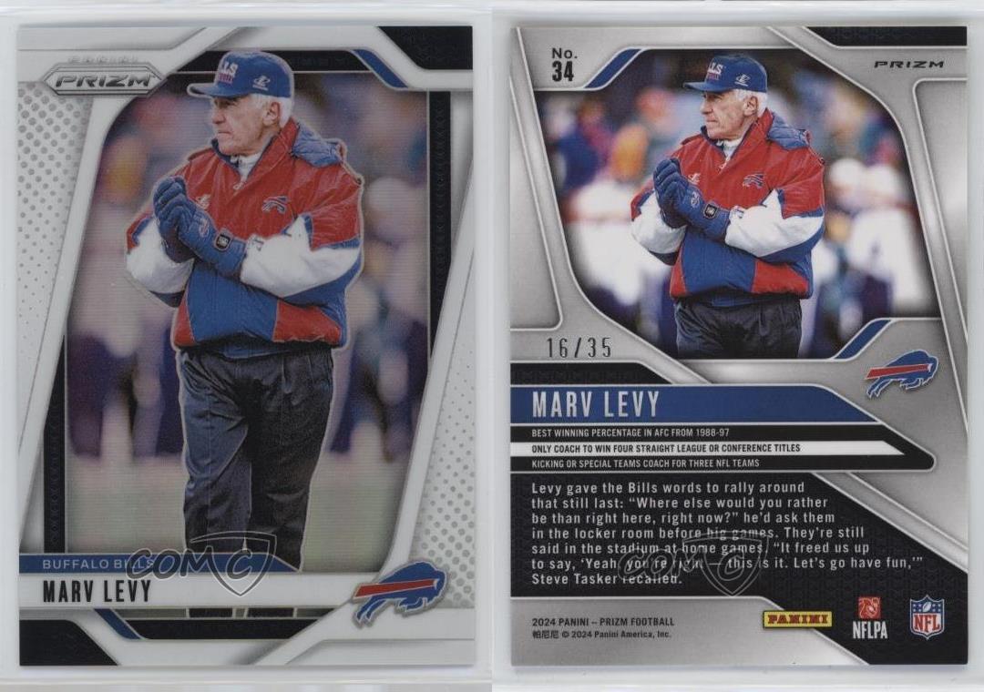 Panini Prizm White Prizm 2024 /35 Marv Levy économies #34 HOF