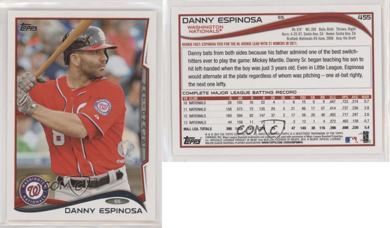 2014 Topps Access Pass Redemption 1st Edition /10 Danny Espinosa #455 | eBay