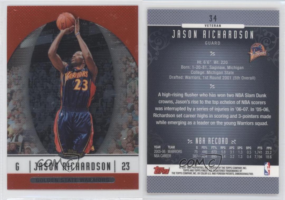 2006-07 Finest Refractors Black Warriors Basketball Card #34 Jason Richardson/99 