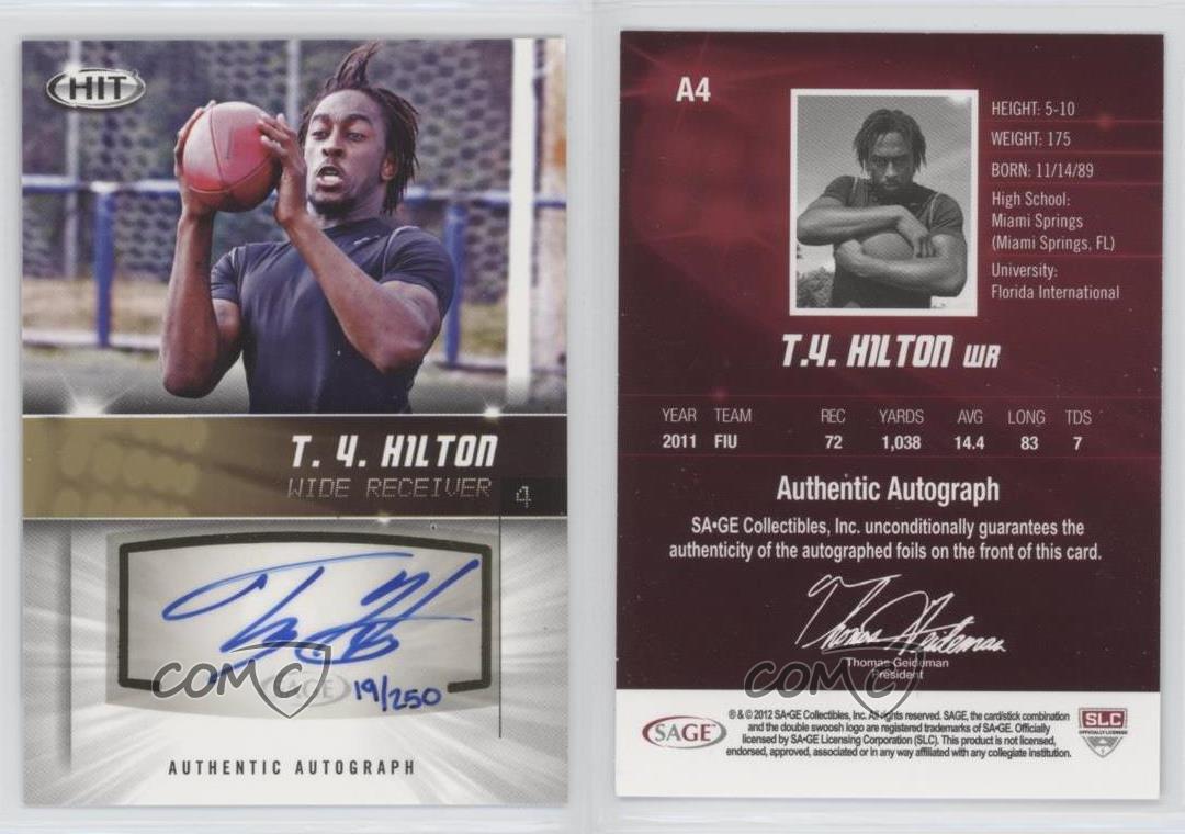 TY Hilton Autographed 2012 Sage Rookie Card