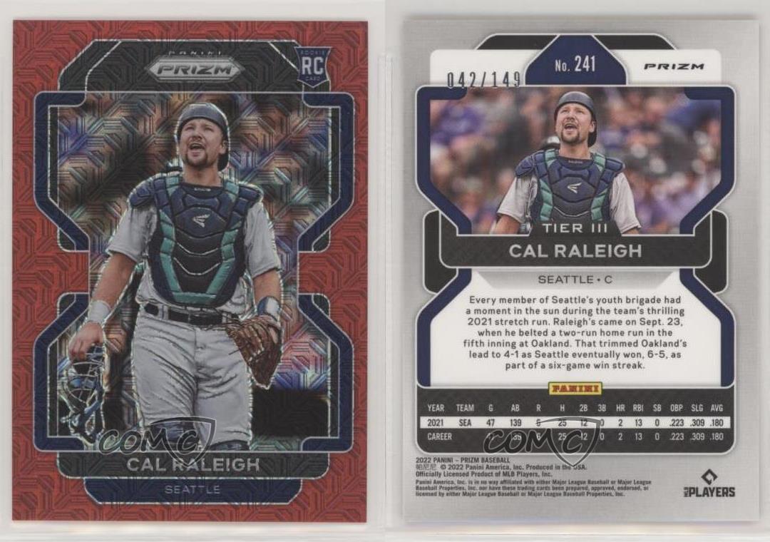 2022 Panini Prizm Tier III Red Mojo Prizm /149 Cal Raleigh #241 Rookie RC - Bild 3 von 3
