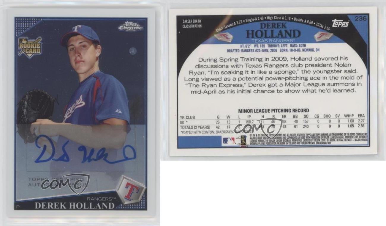 Derek Holland autographed baseball card (Texas Rangers) 2009 Topps Chrome  Rookie #236