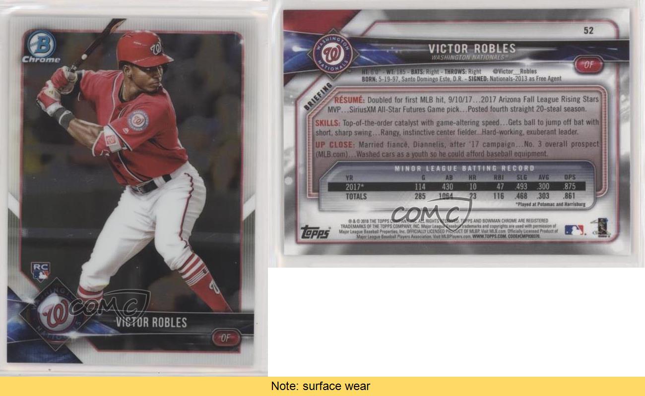 2018 Bowman Chrome Base Victor Robles (Batting) #52 Rookie RC - Picture 4 of 4