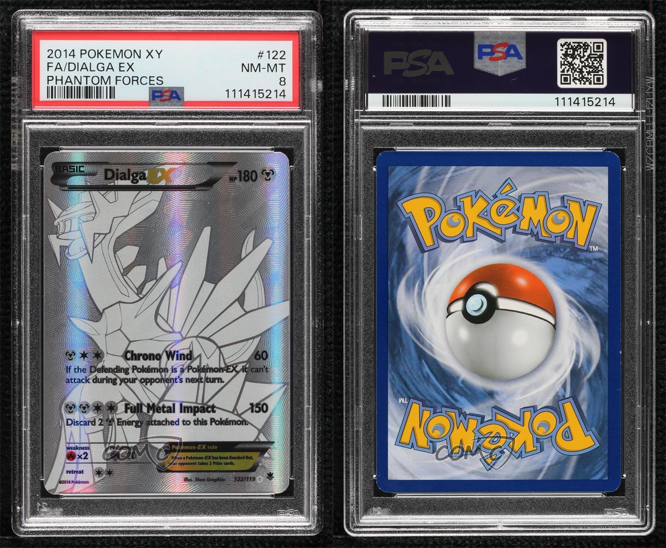 Full Art Silver - Dialga EX Pokemon XY Phantom Forces PSA 8