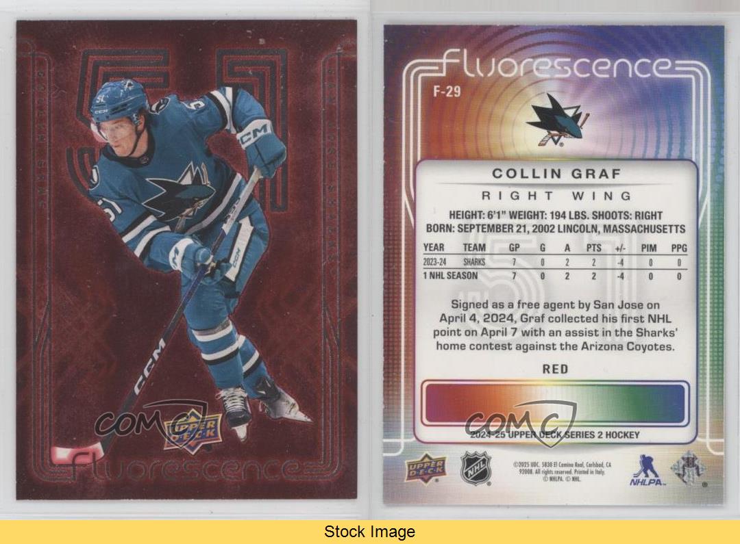 2024-25 Upper Deck Series 2 Fluorescence Red Collin Graf #F-29 Rookie RC