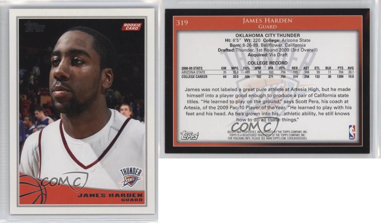 200910 Topps 319 James Harden Oklahoma City Thunder RC Rookie