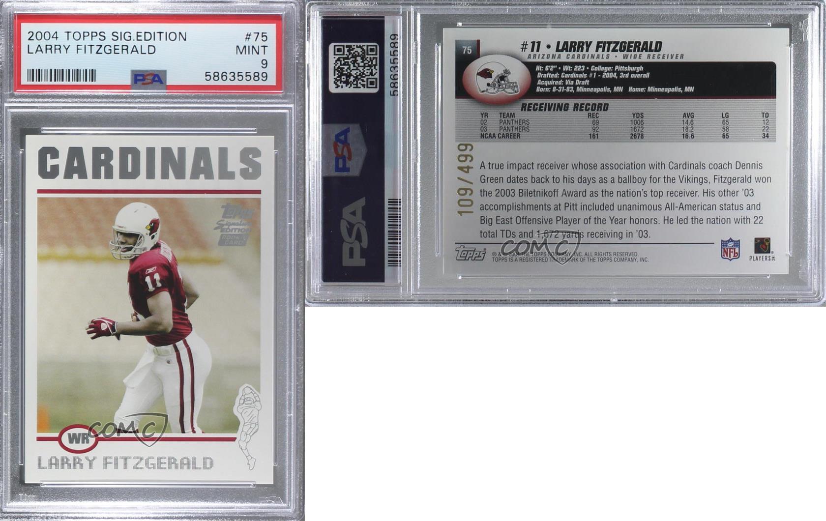 2004 Topps Signature Edition /499 Larry Fitzgerald #75 PSA 9 MINT Rookie RC - Picture 3 of 3