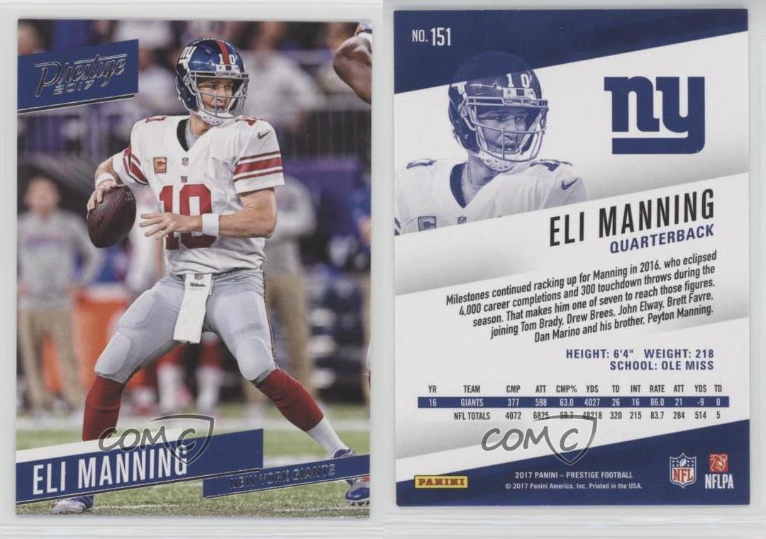 Eli Manning Football Card 2017 Panini Prestige # 151 Mint
