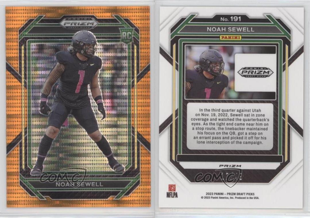 2023 Panini Prizm Draft Picks Orange Pulsar /49 Noah Sewell #191 Rookie RC