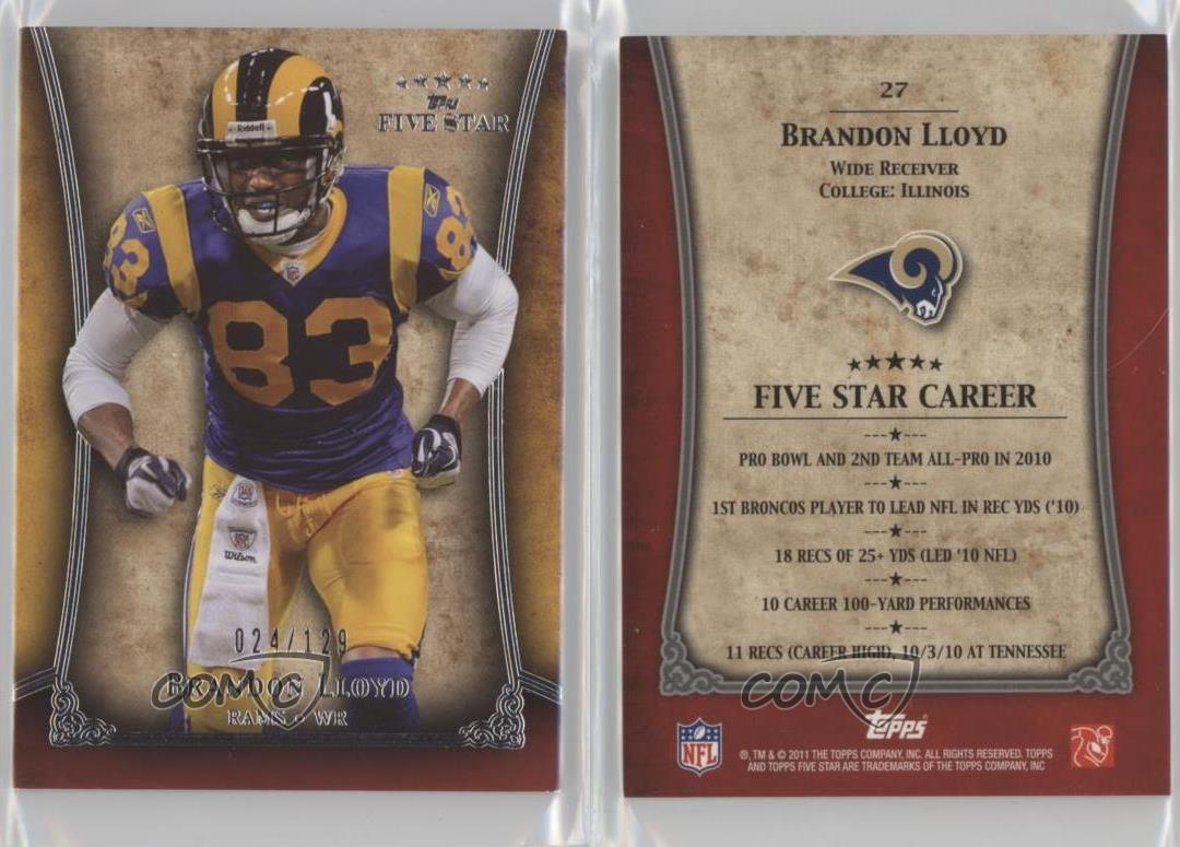 2011 Topps Five Star /129 Brandon Lloyd #27 - Picture 3 of 4
