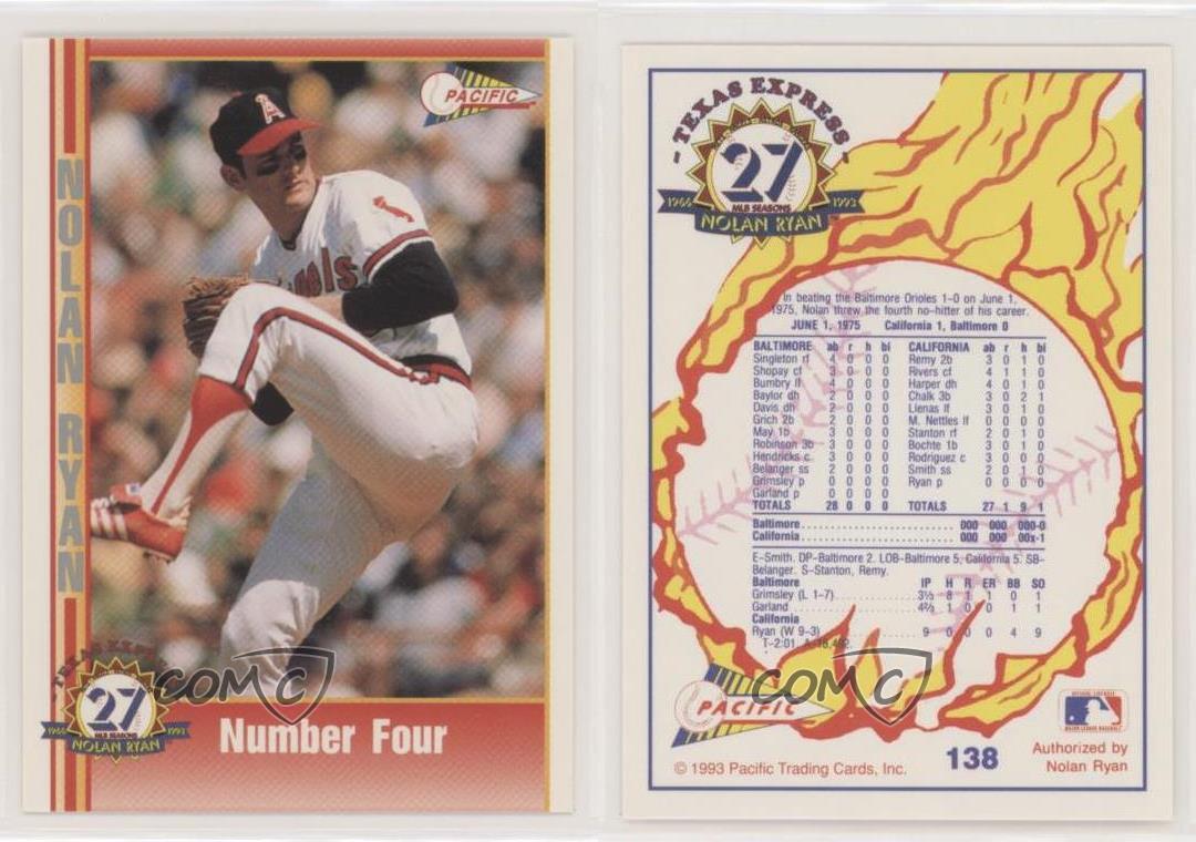 1993 Pacific Ryan 27th Season #138 Nolan Ryan