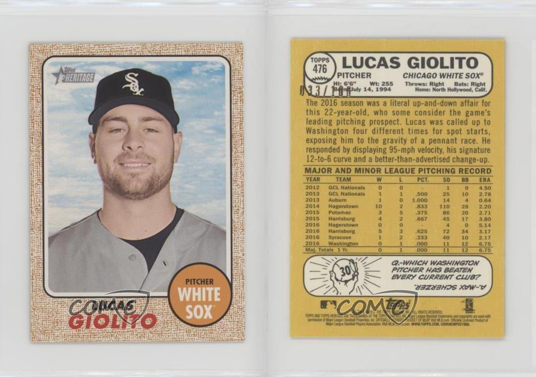 2017 Topps Heritage #476 Lucas Giolito High Number # SP at 's Sports  Collectibles Store