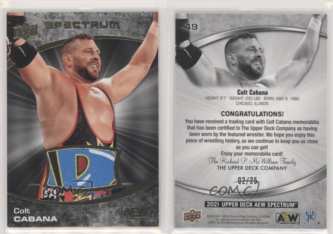 2021 Upper Deck AEW Spectrum Dark Memorabilia /25 Colt Cabana #49 Rookie RC