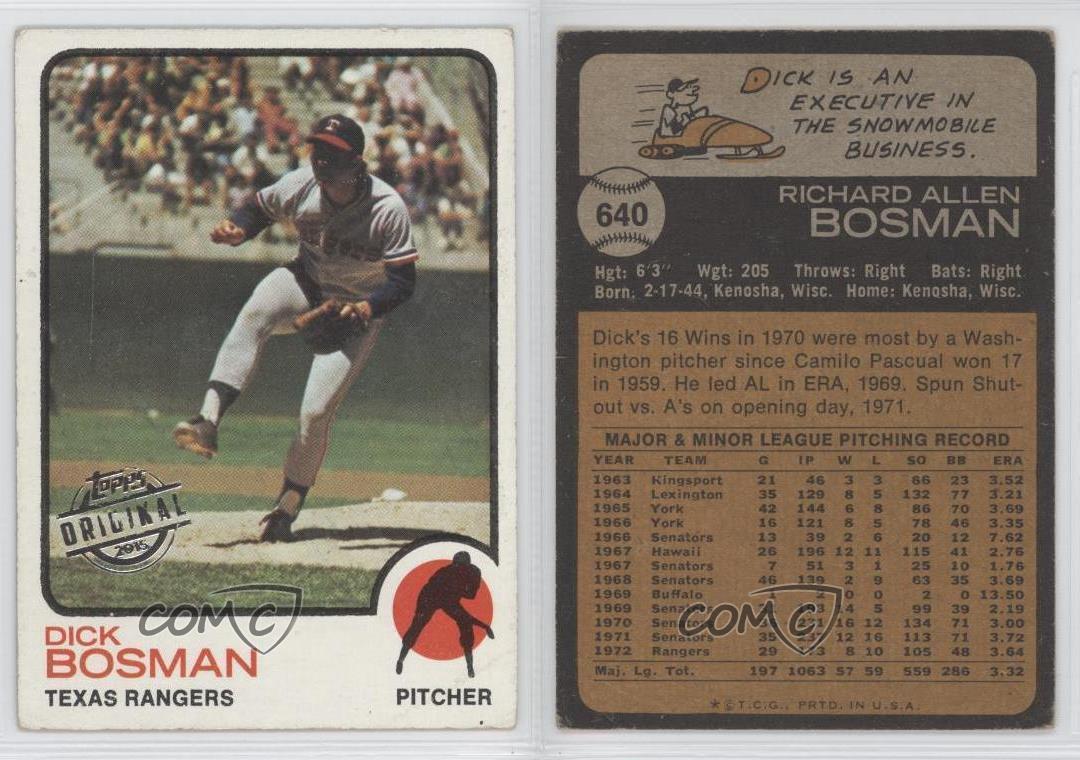 2015 Topps Originals Buybacks Dick Bosman #1973-640 Baseball Card