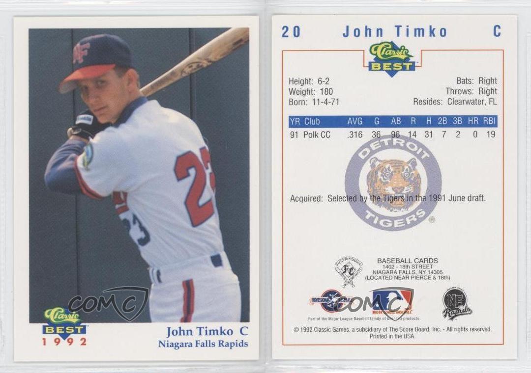 1992 Classic Best Niagara Falls Rapids 20 John Timko Rookie Baseball