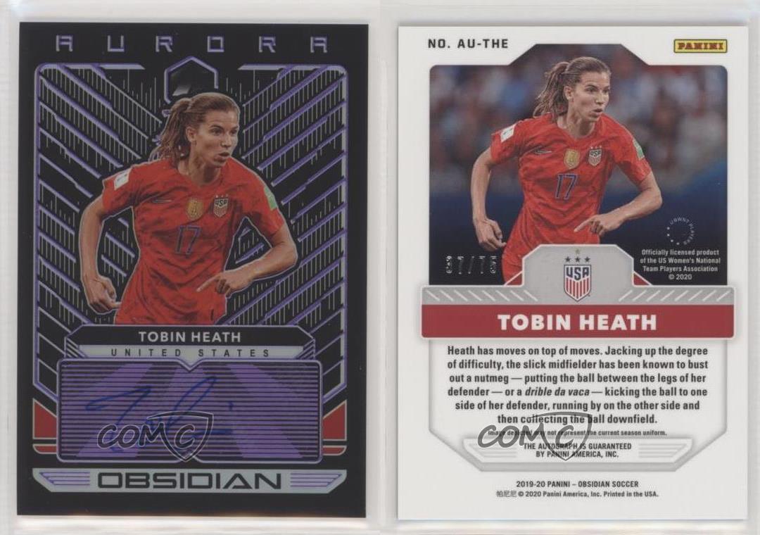 2019-20 Panini Obsidian Aurora Electric Etch Purple /75 Tobin Heath #AU-THE Auto - Bild 3 von 4