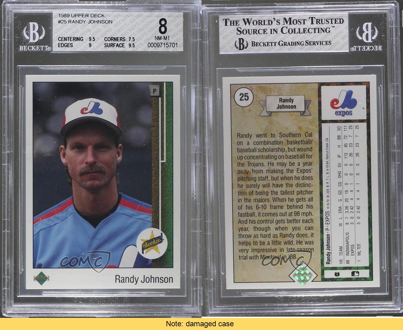1989 Upper Deck 25 Randy Johnson BGS 8 Montreal Expos RC Rookie