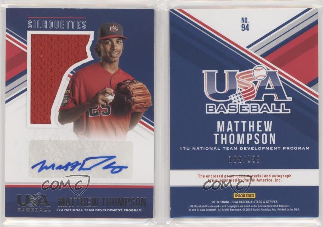 18 Usa Baseball Stars Stripes Jerseys Blue Ink 199 Matthew Thompson Auto Ebay