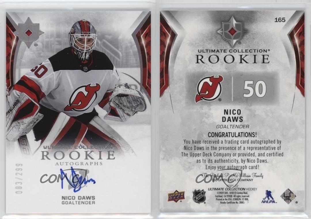 2021-22 Ultimate Collection Rookies /299 Nicolas Daws Nico #165 Rookie Auto RC