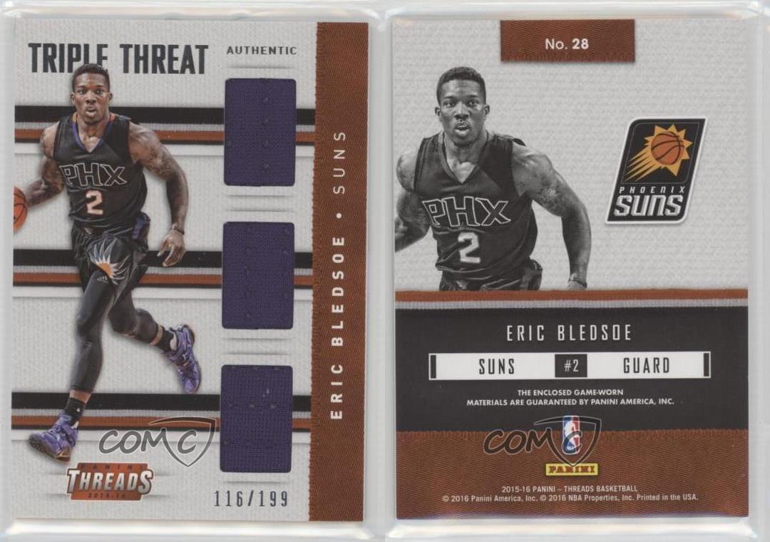 2015-16 Panini Threads Triple Threat Materials /199 Eric Bledsoe #28 - Picture 3 of 3