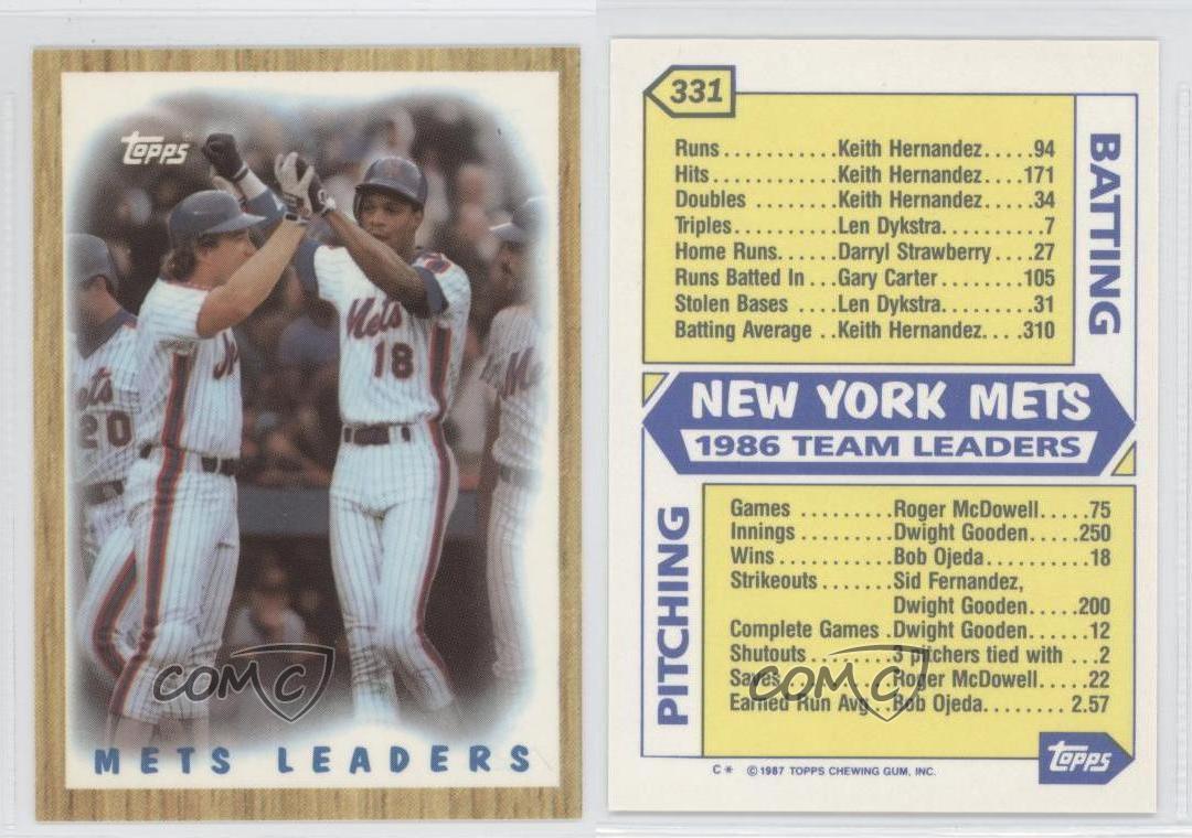 1987 Topps Team Leaders Tiffany New York Mets Darryl Strawberry Gary Carter HOF