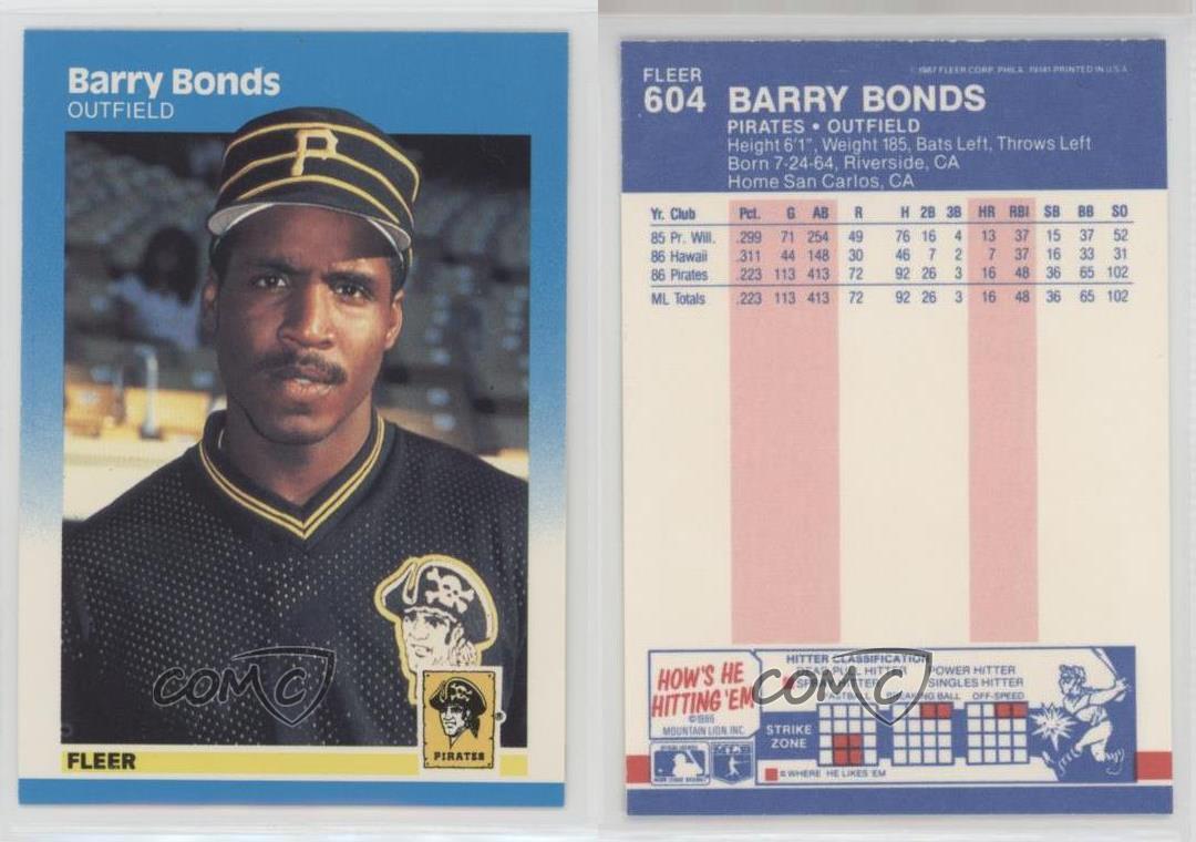 1987 Fleer Barry Bonds #604 Rookie | eBay
